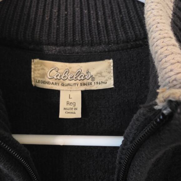 Cabelas Womens Boiled Wool Full Zip Jacket Cardigan Sweater Size Large Black - Picture 3 of 4